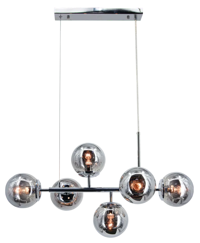 Obniżka ceny Lampa wisząca chromowana 6-punktowa szklana 3401/6A - Lampy Elem
